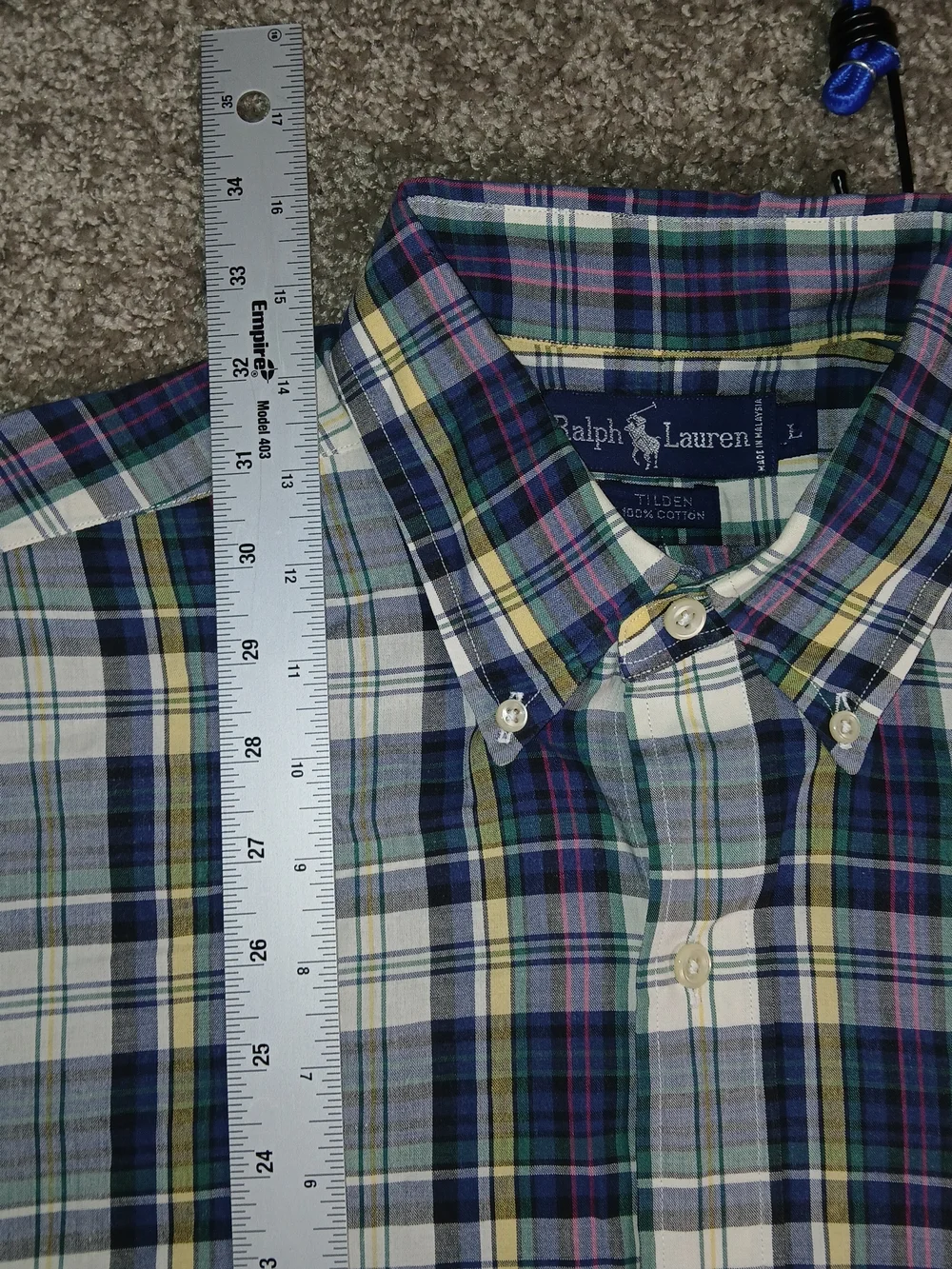 Ralph Lauren Golf Tilden Men's Button-Up Shirt‎ Tartan Plaid - Size Large